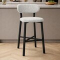 Scaun de bar, Hanah Home, Luna, 42x100x45 cm, Fier/Poliester/In, Crem