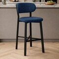 Scaun de bar, Hanah Home, Luna, 42x100x45 cm, Fier/Poliester/In, Albastru navy