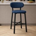 Scaun de bar, Hanah Home, Luna, 42x100x45 cm, Fier/Poliester/In, Albastru navy