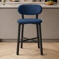 Scaun de bar, Hanah Home, Luna, 42x100x45 cm, Fier/Poliester/In, Albastru navy