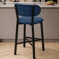 Scaun de bar, Hanah Home, Luna, 42x100x45 cm, Fier/Poliester/In, Albastru navy