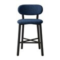 Scaun de bar, Hanah Home, Luna, 42x100x45 cm, Fier/Poliester/In, Albastru navy
