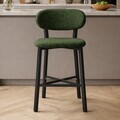 Scaun de bar, Hanah Home, Luna, 42x100x45 cm, Fier/Poliester/In, Verde