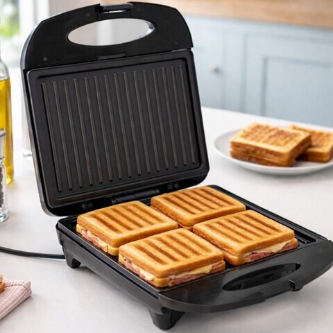 Sandwich maker Beper, 1400W, 26x32.5x10.8 cm, bachelita/otel, negru