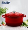 Semioala cu capac Red Line, Cooking by Heinner, 4.8L, 26x12 cm, fonta emailata, rosu