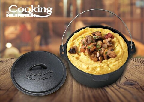 Ceaun cu capac Cooking by Heinner, 5.3L, 31x10 cm, fonta pura, negru