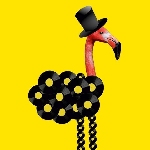 Tablou decorativ Flamingo, Homemania, 45x45 cm, lemn de pin/poliester