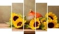 Set 5 tablouri decorative Sunflowers 1, Homemania, lemn de pin/poliester