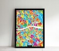 Tablou decorativ Dublin Map, Homemania, 32x42 cm, MDF/sticla