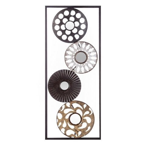 Decoratiune de perete Lines Floral, Homemania, 25 x 61 cm, metal/sticla, multicolor