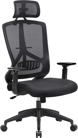 Scaun de birou, Songmics, ergonomic, suport lombar si tetiera reglabile, 62x69x112-122 cm, 120 kg, negru cerneala