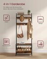 Cuier cu bancheta si pantofar, Industrial Style, Vasagle, 65x40x170 cm, PAL/otel, maro rustic