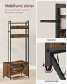 Cuier cu bancheta si pantofar, Industrial Style, Vasagle, 65x40x170 cm, PAL/otel, maro rustic