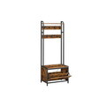 Cuier cu bancheta si pantofar, Industrial Style, Vasagle, 65x40x170 cm, PAL/otel, maro rustic