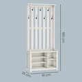 Cuier cu bancheta si pantofar, Country Style, Vasagle, 80x39.5x178.6 cm, MDF/PAL, alb rustic