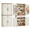 Bufet inalt cu 4 usi si 1 sertar, Country Style, Vasagle, 80x39.5x178.6 cm, MDF/PAL, alb rustic