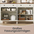 Bufet cu 4 usi si 2 sertare, Country Style, Vasagle, 140x40x80 cm, MDF/PAL, alb rustic