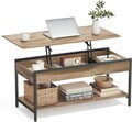 Masuta de cafea cu blat rabatabil, Vasagle, 100x50x48-63 cm, otel/PAL, camel