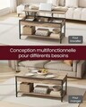 Masuta de cafea cu blat rabatabil, Vasagle, 100x50x48-63 cm, otel/PAL, camel