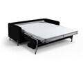 Canapea extensibila 2 locuri, Gloria, Micadoni Home, 186x102x88 cm, catifea, negru
