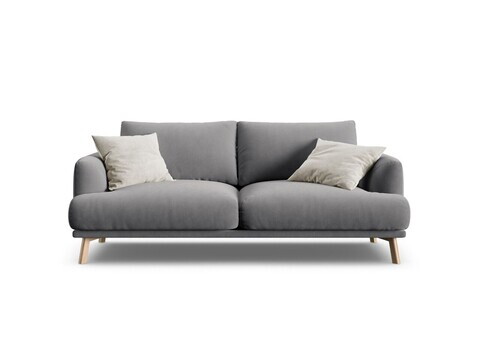 Canapea 2 locuri, Naomi, Micadoni Home, 170x95x75 cm, catifea, gri