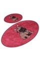 Set 2 covorase de baie Pink Pug, Chilai, 50x60 cm/60x100 cm, multicolor