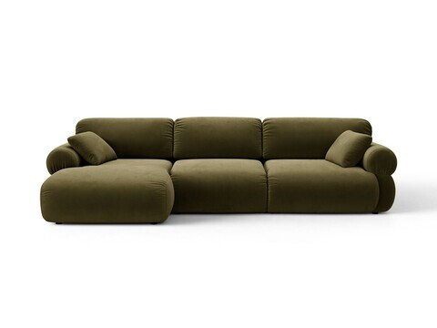 Coltar stanga 6 locuri, Ophelia, Micadoni Home, 297x164x84 cm, catifea, verde