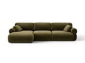 Coltar stanga 6 locuri, Ophelia, Micadoni Home, 297x164x84 cm, catifea, verde