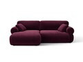 Coltar stanga 4 locuri, Ophelia, Micadoni Home, 236x164x84 cm, catifea, bordo