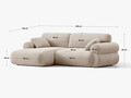 Coltar stanga 4 locuri, Ophelia, Micadoni Home, 236x164x84 cm, catifea, bej
