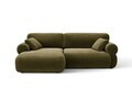 Coltar stanga 4 locuri, Ophelia, Micadoni Home, 236x164x84 cm, catifea, verde