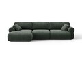 Coltar stanga 6 locuri, Ophelia, Micadoni Home, 297x164x84 cm, tesatura structurata, verde muschi