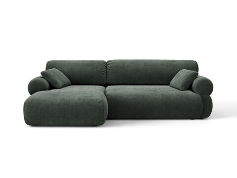 Coltar stanga 4 locuri, Ophelia, Micadoni Home, 256x164x84 cm, tesatura structurata, verde muschi