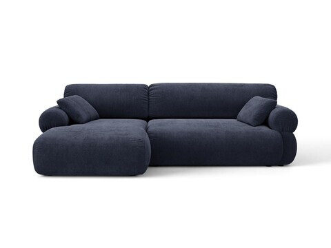 Coltar stanga 4 locuri, Ophelia, Micadoni Home, 256x164x84 cm, tesatura structurata, albastru navy