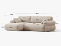 Coltar stanga 4 locuri, Ophelia, Micadoni Home, 256x164x84 cm, tesatura structurata, albastru navy