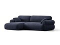 Coltar stanga 4 locuri, Ophelia, Micadoni Home, 256x164x84 cm, tesatura structurata, albastru navy