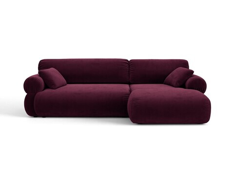 Coltar dreapta 4 locuri, Ophelia, Micadoni Home, 256x164x84 cm, catifea, bordo