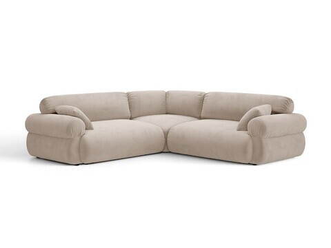 Coltar simetric 5 locuri, Ophelia, Micadoni Home, 259x259x84 cm, catifea, bej