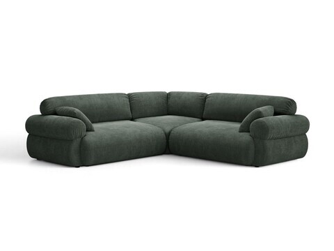 Coltar simetric 5 locuri, Ophelia, Micadoni Home, 259x259x84 cm, tesatura structurata, verde muschi