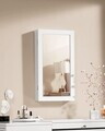 Cabinet pentru bijuterii cu oglinda si fixare pe perete, Songmics, MDF, 37x10x67 cm, alb