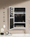 Cabinet pentru bijuterii cu oglinda si fixare pe perete, Songmics, MDF, 37x10x67 cm, alb