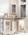 Cabinet pentru bijuterii cu oglinda si fixare pe perete, Songmics, MDF, 37x10x67 cm, alb