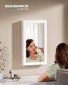 Cabinet pentru bijuterii cu oglinda si fixare pe perete, Songmics, MDF, 37x10x67 cm, alb