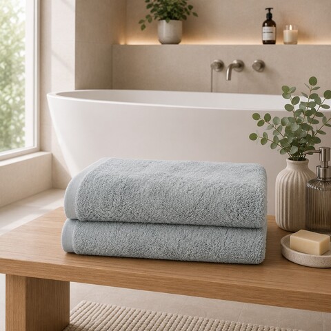 Set prosoape de baie, L'essentiel Maison, Higher, 60% Bumbac/40% Bambus, Salvie