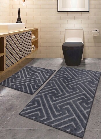 Set covorase de baie, L'essentiel Maison, Ojin, Gri inchis