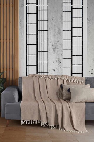 Cuvertura de pat, L'essentiel Maison, 2M, Bumbac, Bej