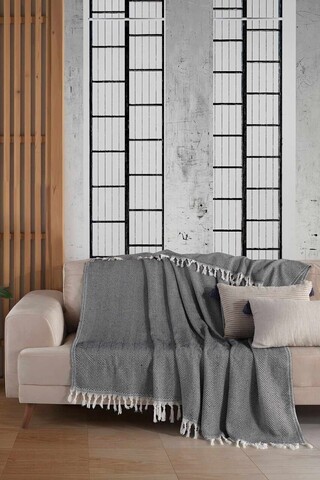 Cuvertura de pat, L'essentiel Maison, 2M, Bumbac, Negru