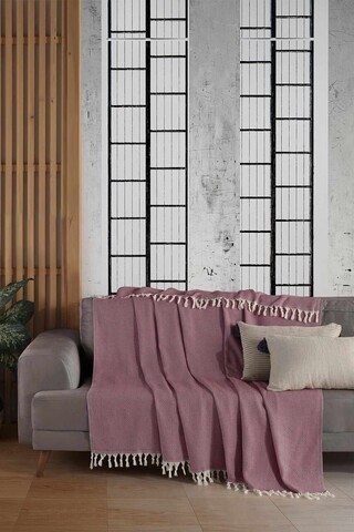 Cuvertura de pat, L'essentiel Maison, 2M, Bumbac, Rosu claret