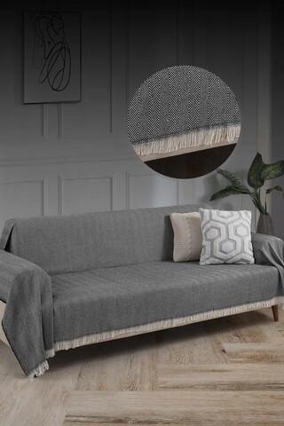Cuvertura de pat, L'essentiel Maison, 3M Baglamasiz, Bumbac, Negru