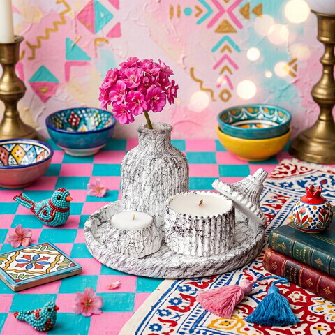Set de lumanari, Ers1276 HC, BETON, Marmura